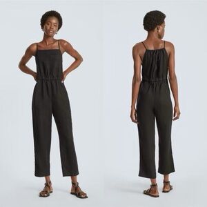 EVERLANE THE SHOESTRING APRON BLACK LINEN JUMPSUIT SZ S NWT